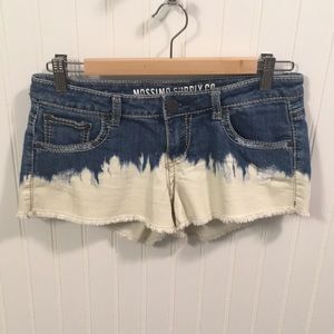 Bleached Raw Edge Cut off bootie denim jean shorts Zipper MOSSIMO Size 5/6